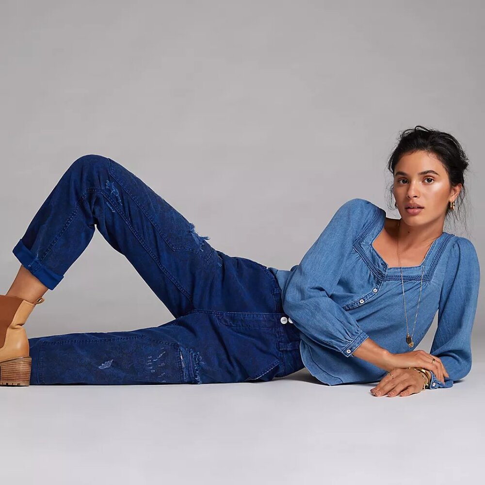 Anthropologie Wanderer Distressed Blue Pants